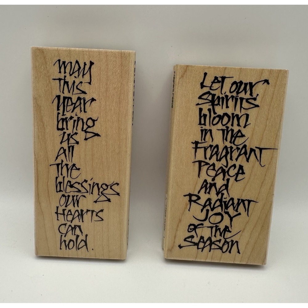 Penny Black Blessings 3035K Fragrant Peace 2802J Wood Rubber Stamps Lot Of 2 New